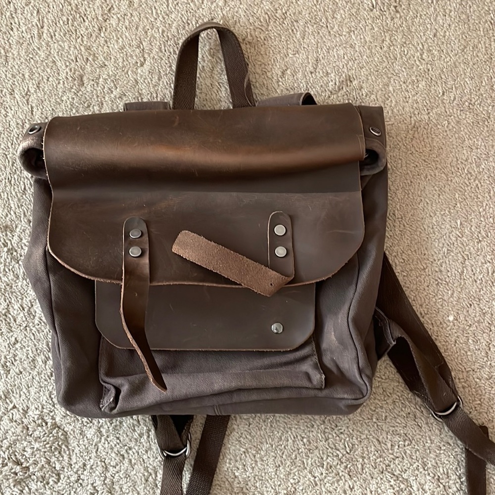James Campbell leather-cotton backpack